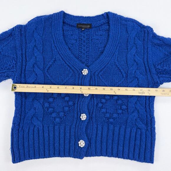 Slate & Willow Women's Bobble Chunky Knit Cardigan Sweater XS Blue - Picture 12 of 14